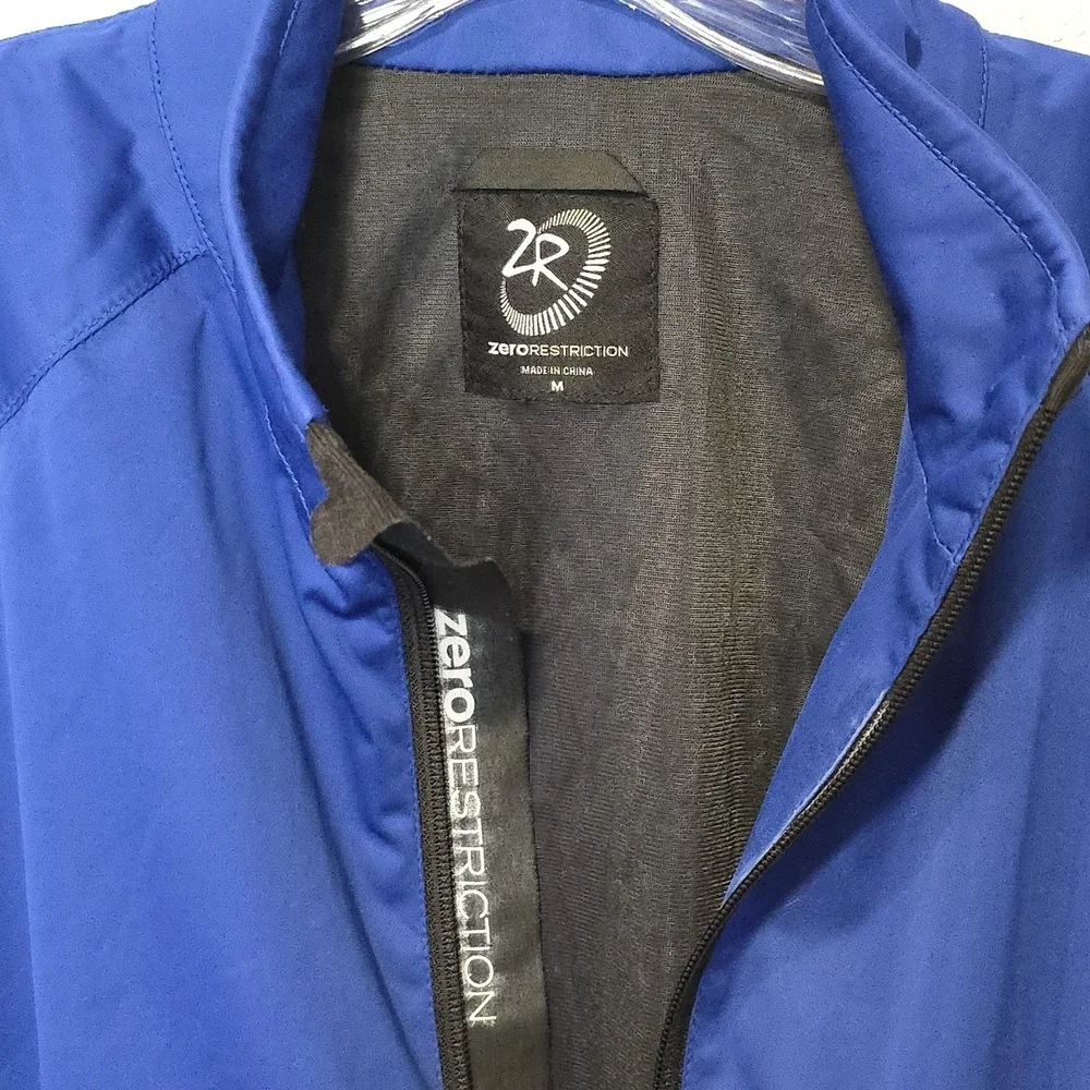 Zero‎ Restriction Blue Full Zip Jacket Men's M 100% Polyester Reflective Trim